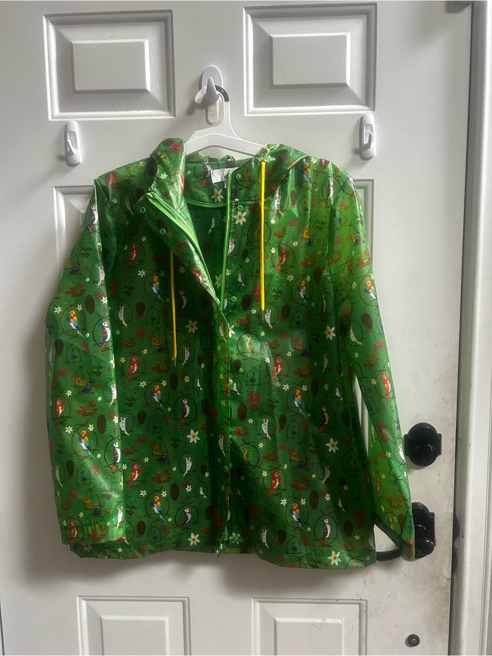Disney Park Enchanted Park Tiki Room Green Hooded Raincoat w/Allover Print XL